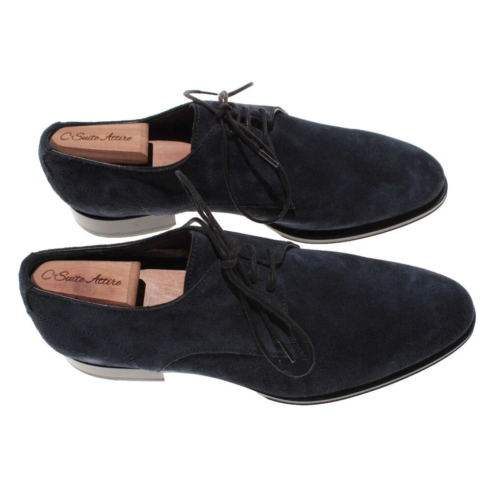 Di Bianco NWOB Lace Up Derby Dress Shoes Size 10 US in Dark Blue Suede